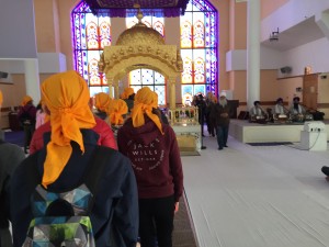 Walking up to see th Guru Granith Sahib