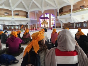 Enjoying a few minutes' peace in the Prayer Hall.