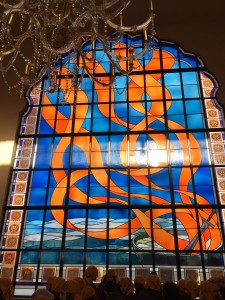 Stained glass representation of the "5Ks"