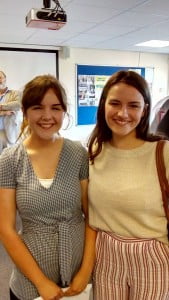 Lizzie Roberts (left) celebrates with her sister