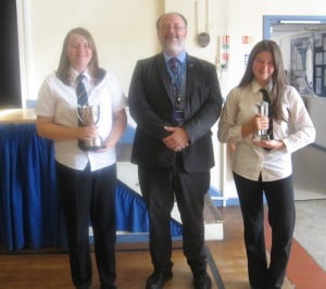 Hannah Nordqvist (l) and Molly Dart (r) with Dr Bawn