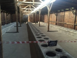 A toilet block. No flushing toilets of course and no washing facilities. One of the jobs given to prisoners was to empty out the toilets. This was seen as quite a good job to get as at least by doing this work you were spared from the gas chambers.
